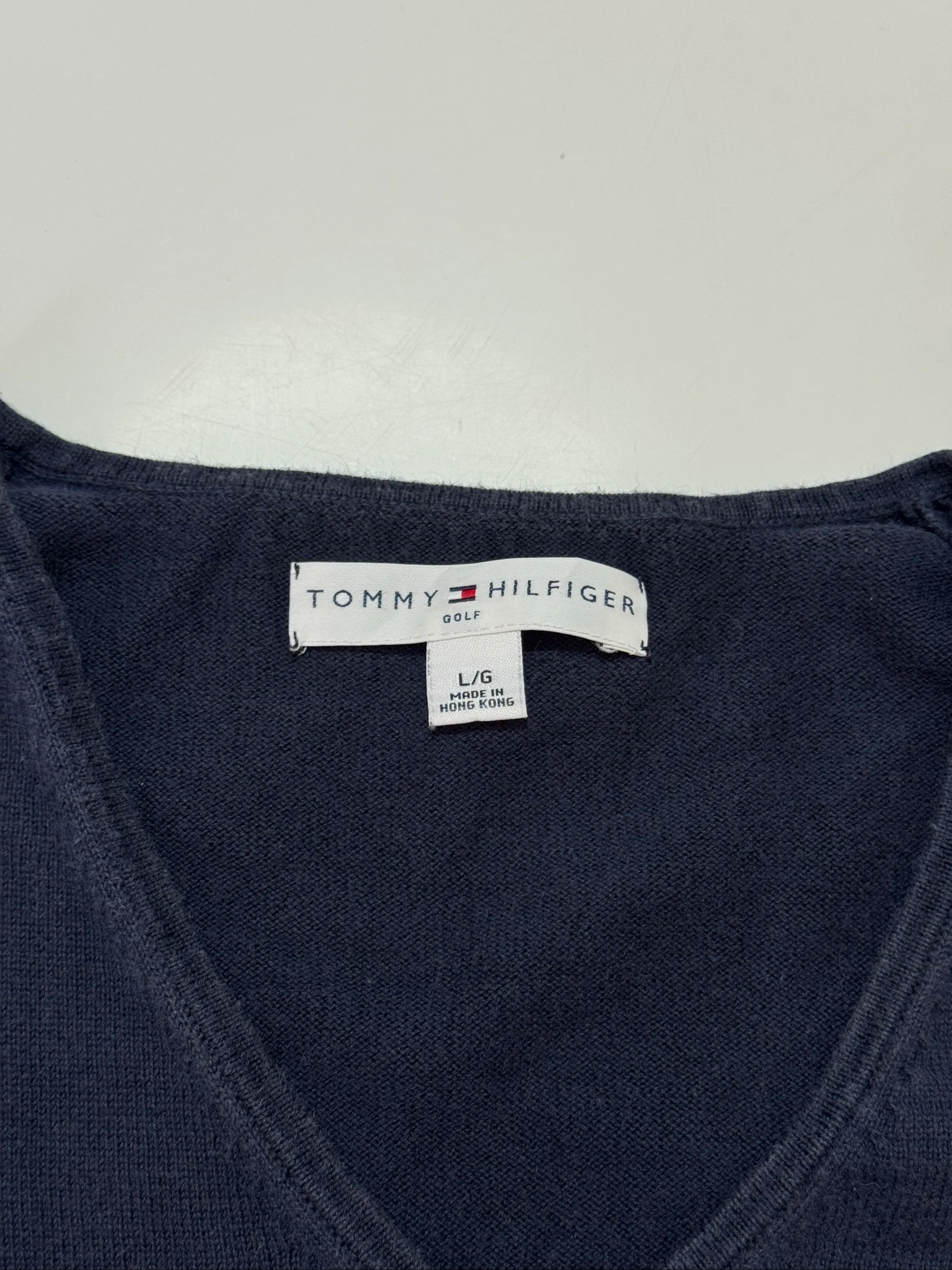 Vintage Tommy Hilfiger Golf V-Neck Sweater Navy Blue Size G – photo 4